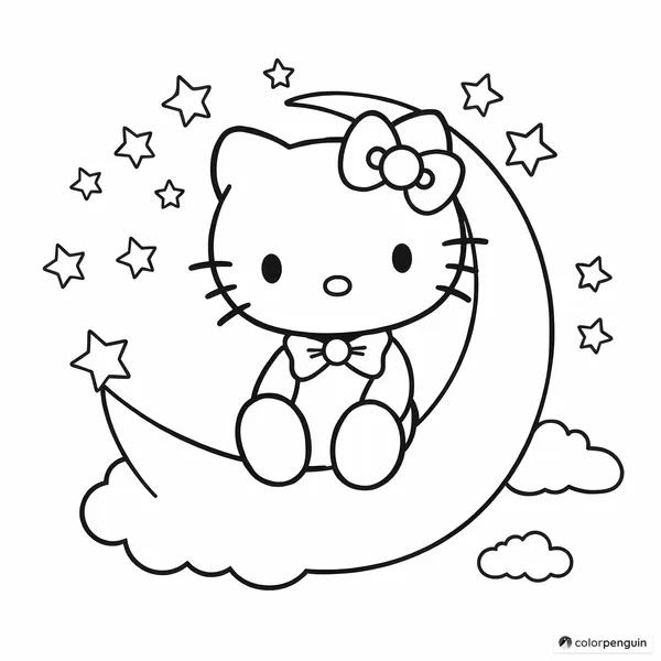 Charming Hello Kitty with Moon and Stars