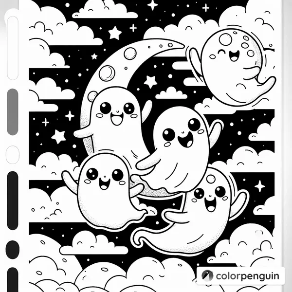 Cheerful Ghosts Dancing on the Moon