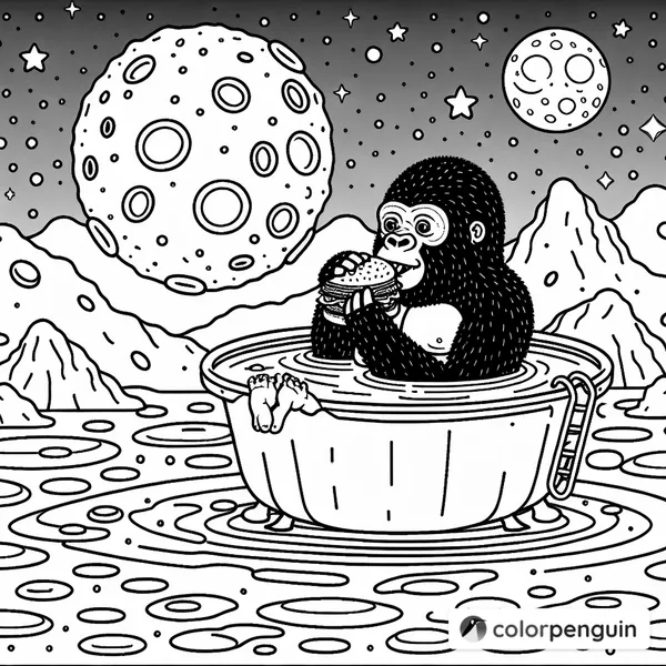 Gorilla in a Hot Tub on the Moon