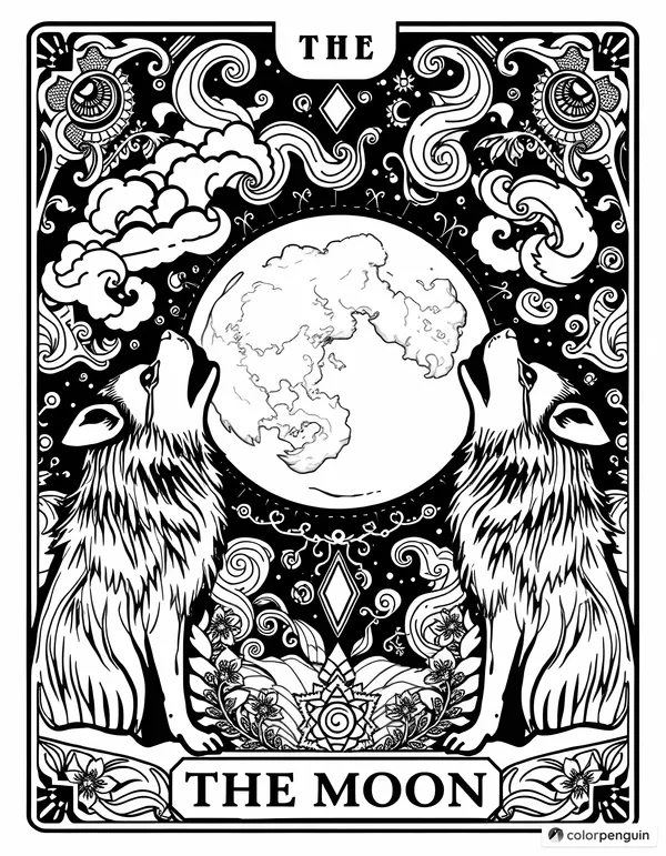 The Moon Tarot Card with Mystical Details