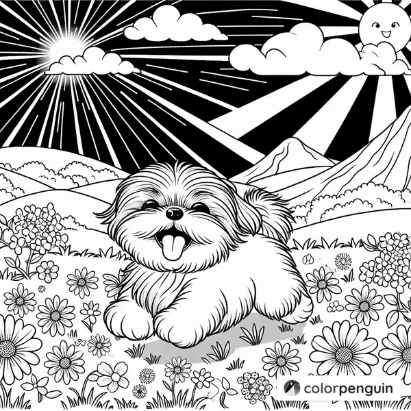 A Joyful Shih Tzu in a Flower Field