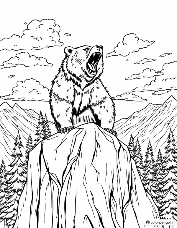 Bear Roaring on a Mountain