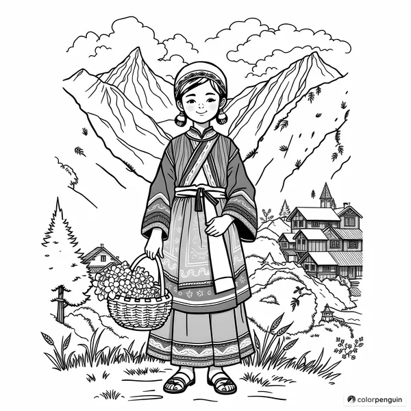 Hmong Girl in Traditional Clothes