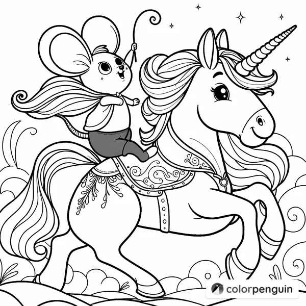 Mickey Mouse Riding a Unicorn