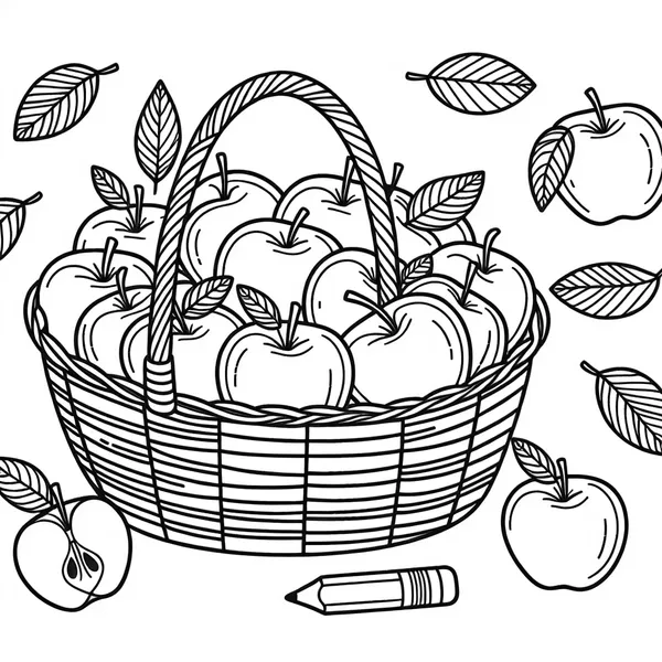 Basket full of apples ready for picking