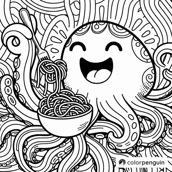 Octopus Enjoying Spaghetti