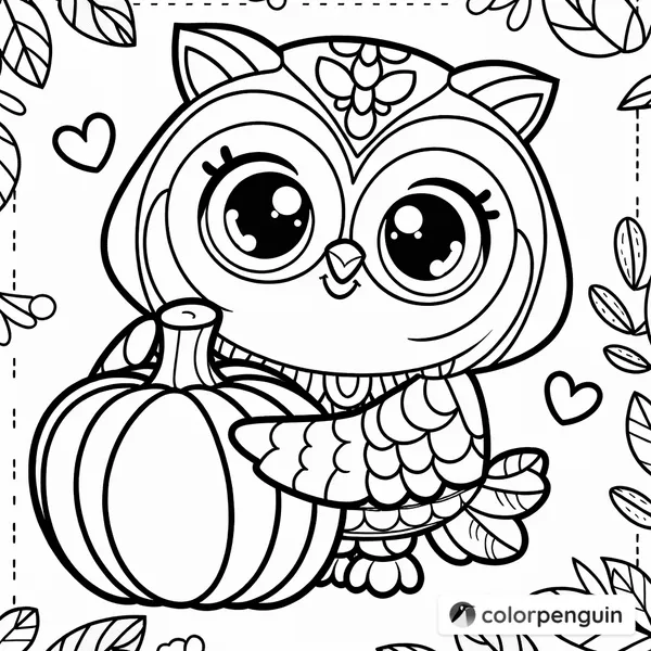 Cute Owl with Pumpkin