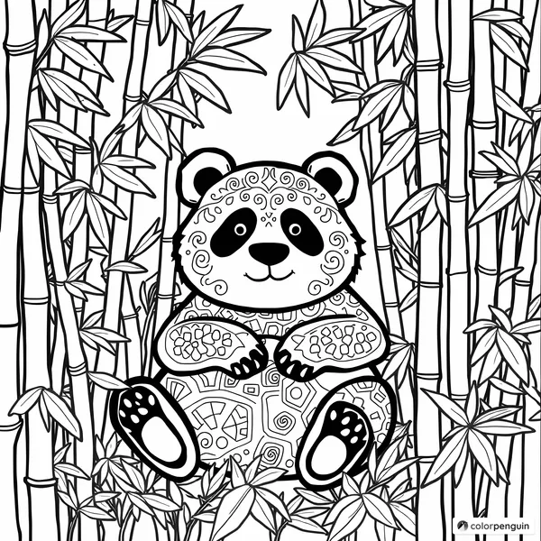 Panda in Its Beauty and Bamboo