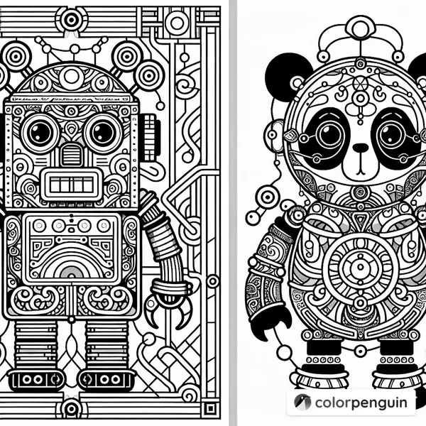 Robot Panda Inspired by Gustav Klimt