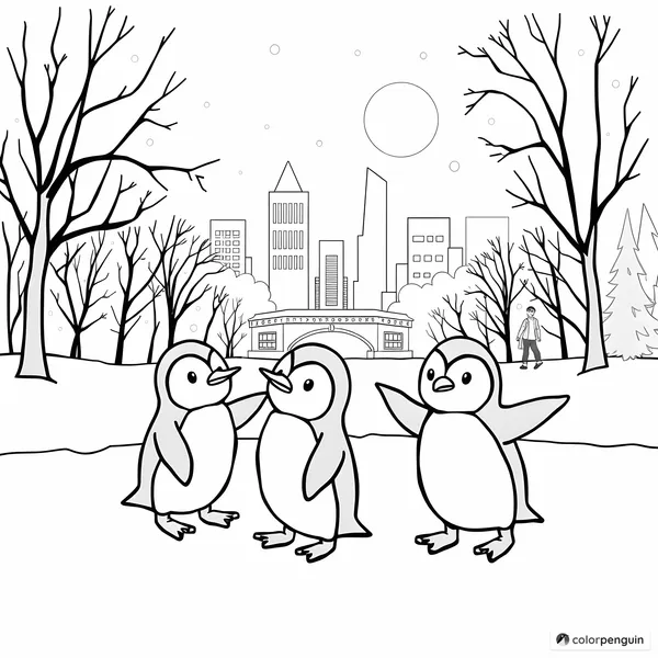 Adorable Penguins Ice Skating in Central Park