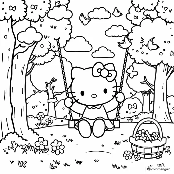 Hello Kitty on the Swing at the Park