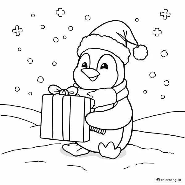 Festive Penguin with Gift