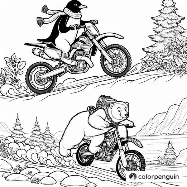 Penguin and Polar Bear Dirtbike Challenge