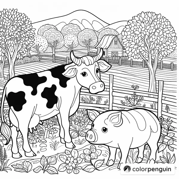 Cow and Pig on the Farm