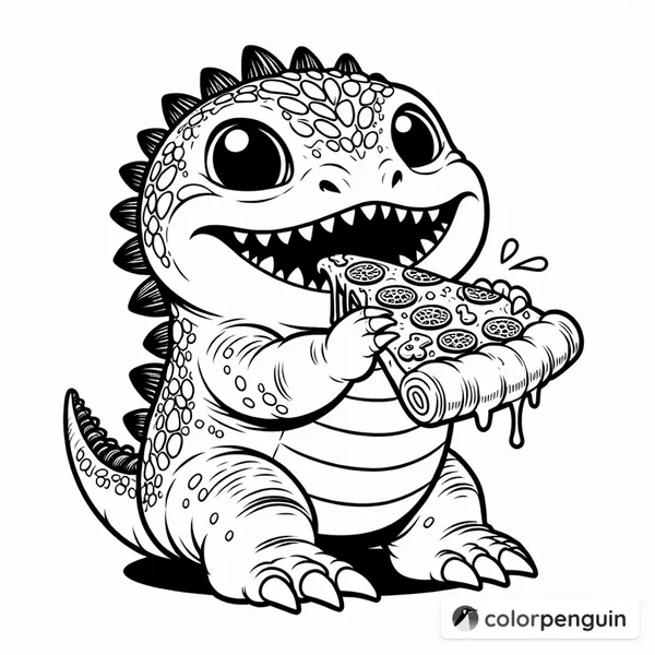 Baby Godzilla Eating Pizza