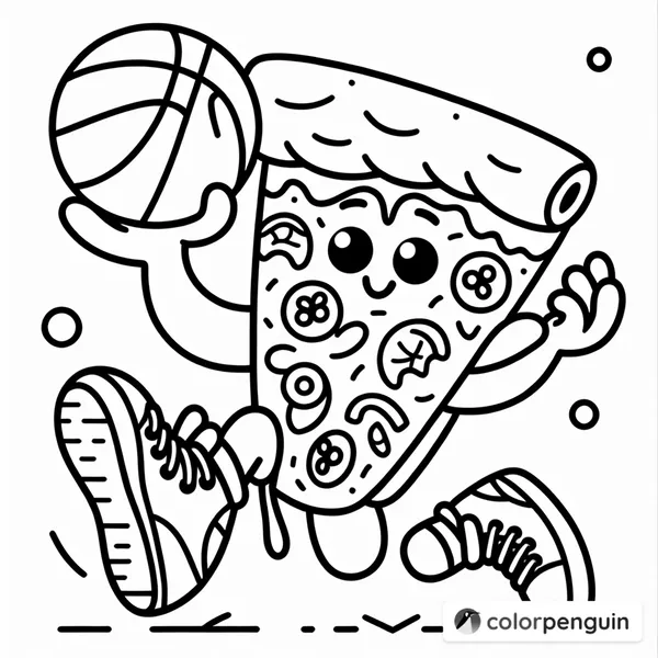 Pizza Playing Basketball