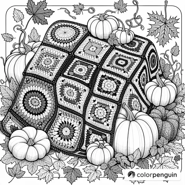 Cozy Crocheted Blanket in a Pumpkin Patch