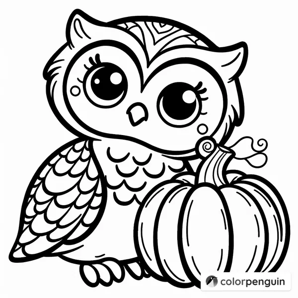 Cute Owl with a Pumpkin