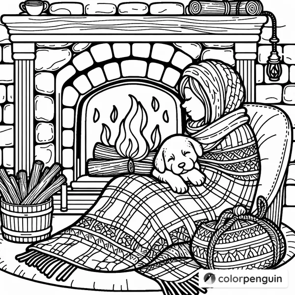 Cuddled by the Log Fire