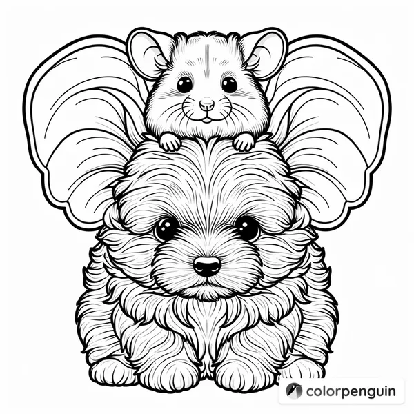 Fluffy Puppy with Elephant Ears and Hamster Friends