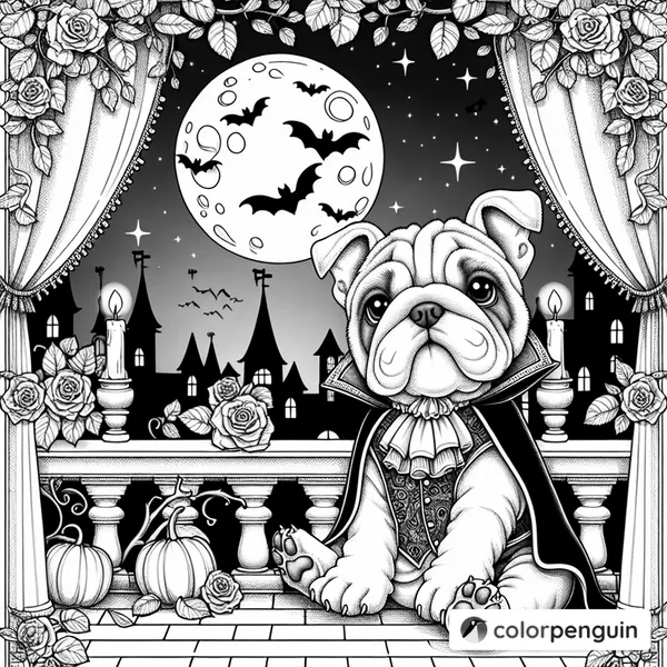 Vampire Bulldog on the Balcony