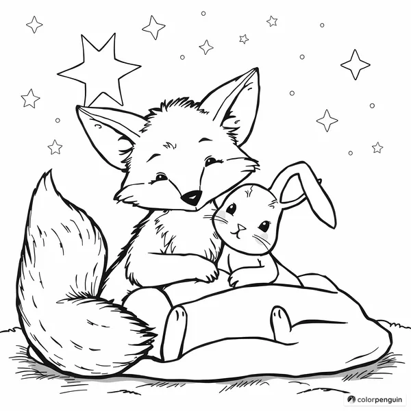 A Fox and a Rabbit Under the Stars