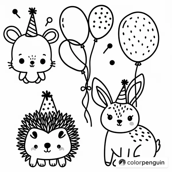 Party Animals: Hedgehog, Rabbit, and Fawn