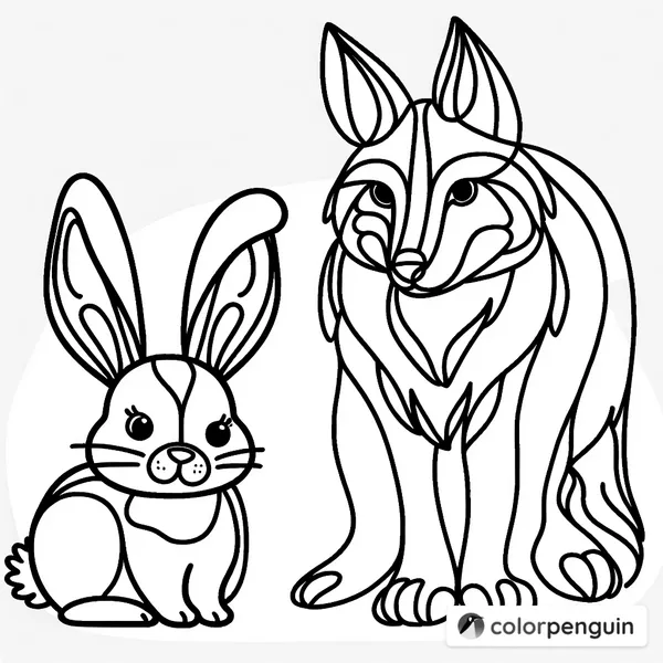 Rabbit and Wolf Friends