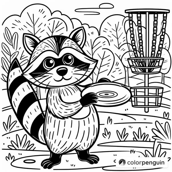 A Raccoon Playing Disc Golf