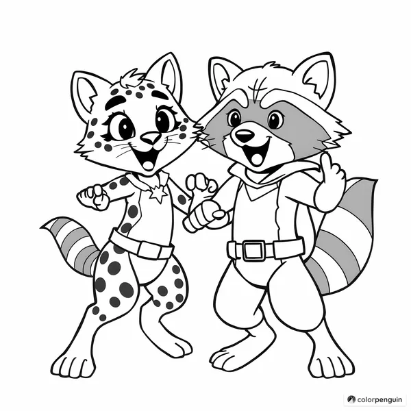 Cheetah and Raccoon Superheroes in Action