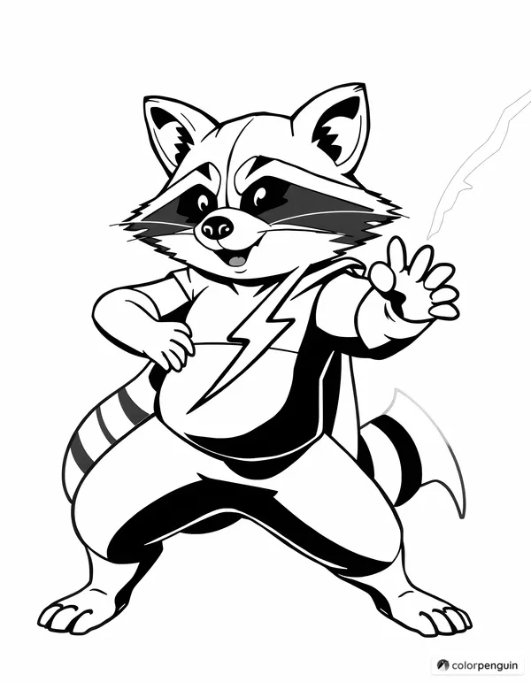 Superhero Raccoon with Lightning Powers