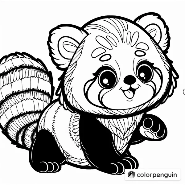 Cute Baby Red Panda Outline