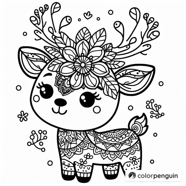 Cute Reindeer with Flower