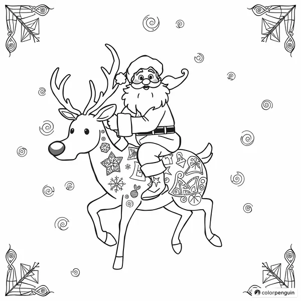 Santa Claus Riding Rudolf the Red-Nosed Reindeer