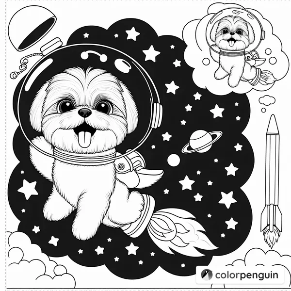 Happy Shih Tzu, the Astronaut Dog