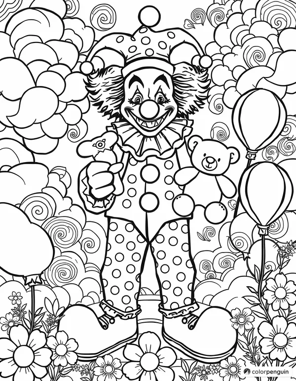 A Cheerful Clown with a Teddy Bear