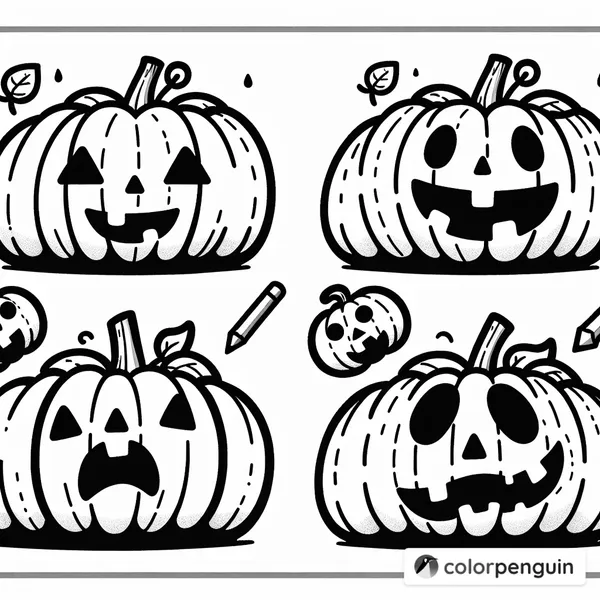 Carved Pumpkins with Fun Expressions