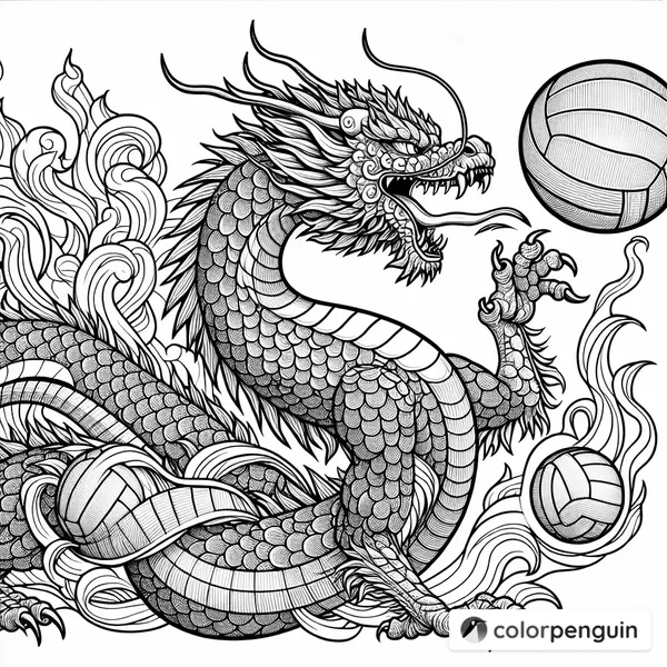 Fiery Dragon with Volleyballs