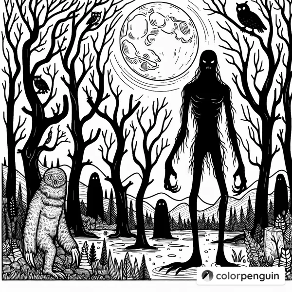 Scary Wendigo in a Haunted Forest