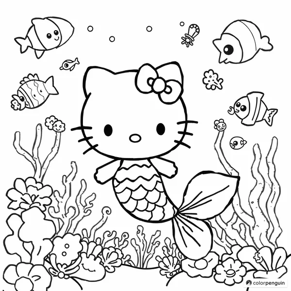 Hello Kitty as a Mermaid in the Sea