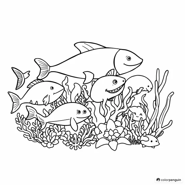 Underwater Group Photo of Sea Animals