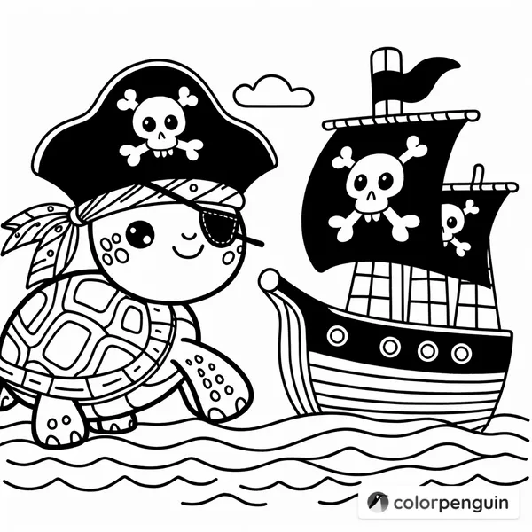 Adventurous Pirate Turtle on the High Seas