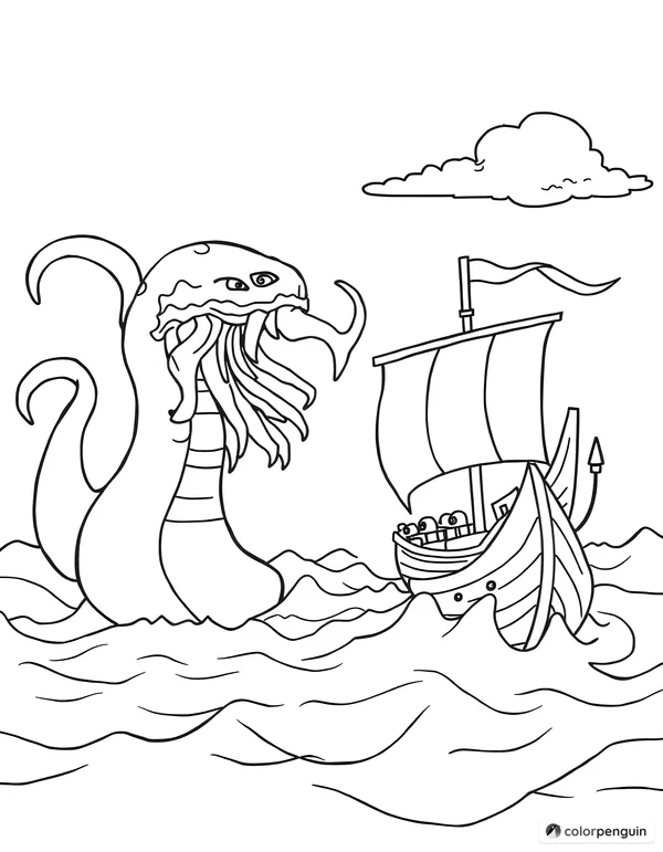 Kraken vs. Viking Ship