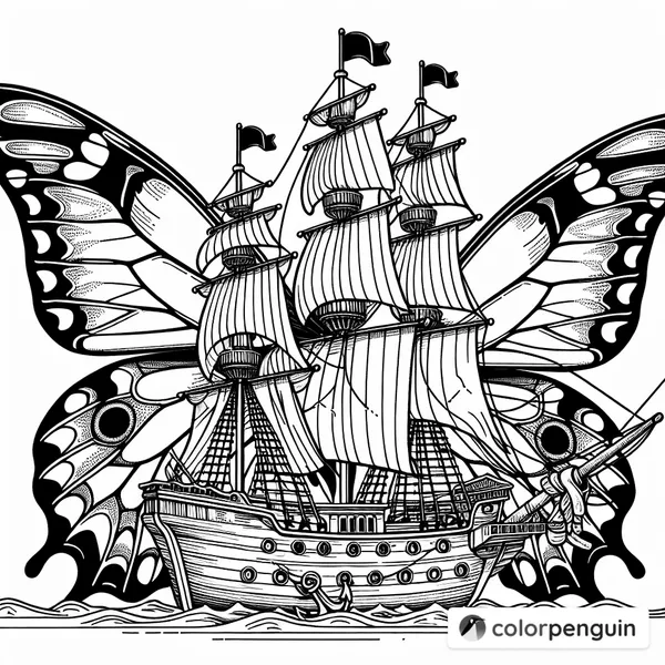 Pirate Ship with Butterfly Wings