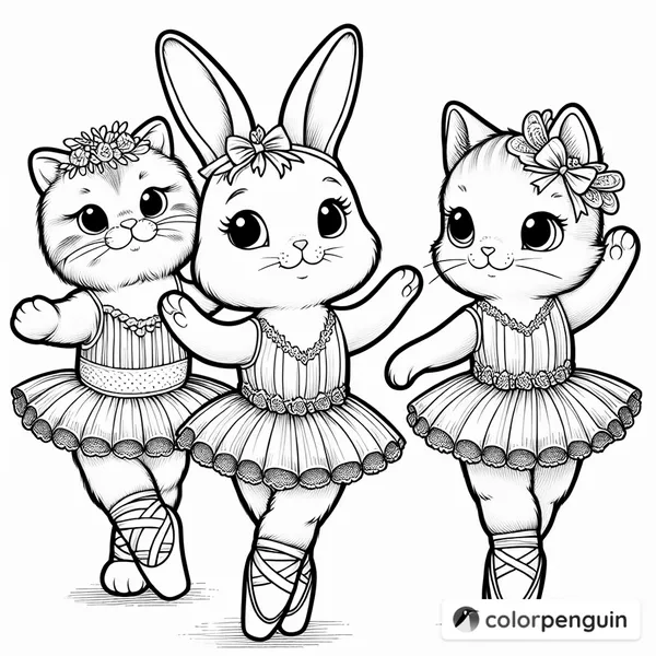 Ballet Class with Bunnies and Kitten