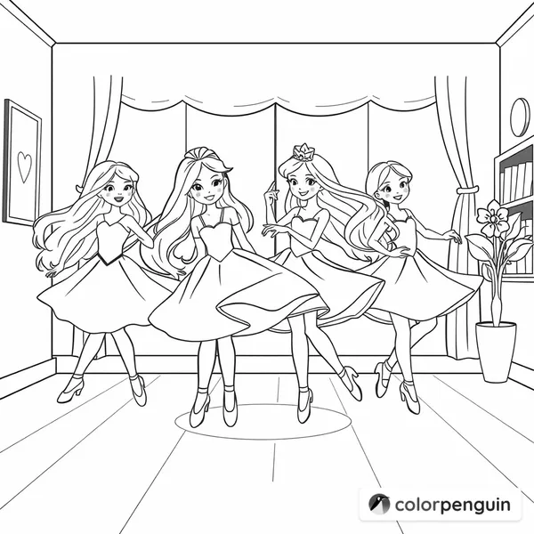 Dancing Princesses in a Cozy Room