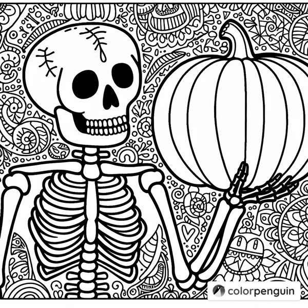 Skeleton with Pumpkin Head