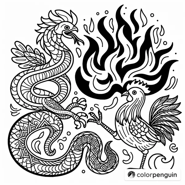 Flaming Snake and Chicken