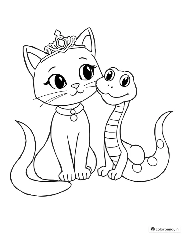 Princess Cat and Friendly Snake