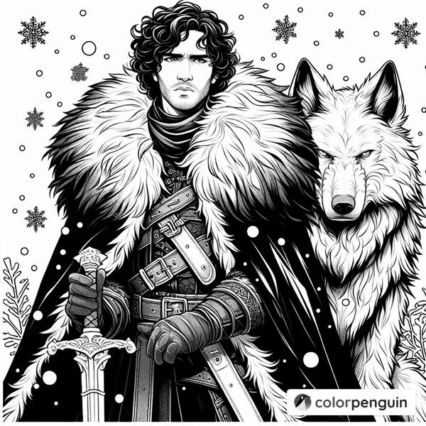 John Snow and His Loyal Wolf